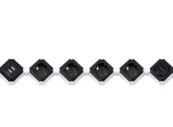Schwaiger zwarte stekkerdoos met USB