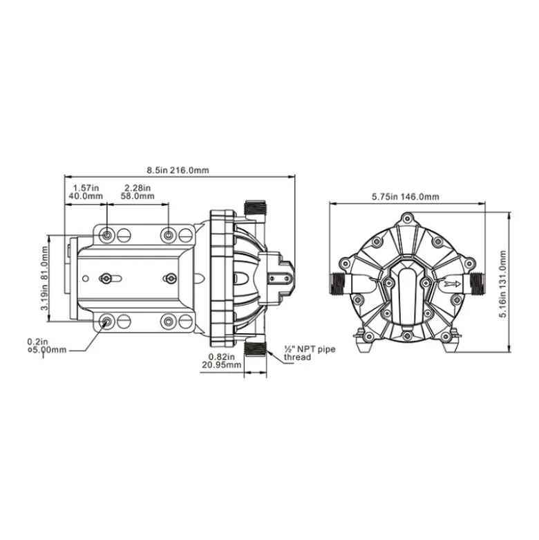 Seaflo 24 volt Heavy Duty membraanpomp - 18.9 L/min