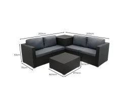 Serafina Rotan Modulaire 6-Delige Meubel Set - Zwart