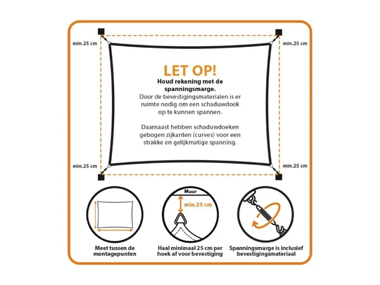 Shadow Comfort schaduwdoek M8 bevestigingsset - Vierkant
