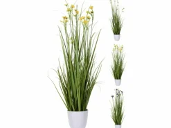 Siergras met bloemen in pot 95 cm kunstplant - 3 kleuren