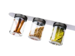 Silwy 3 magnetische kruidenpotjes met witte ophanglijst - 192 ml