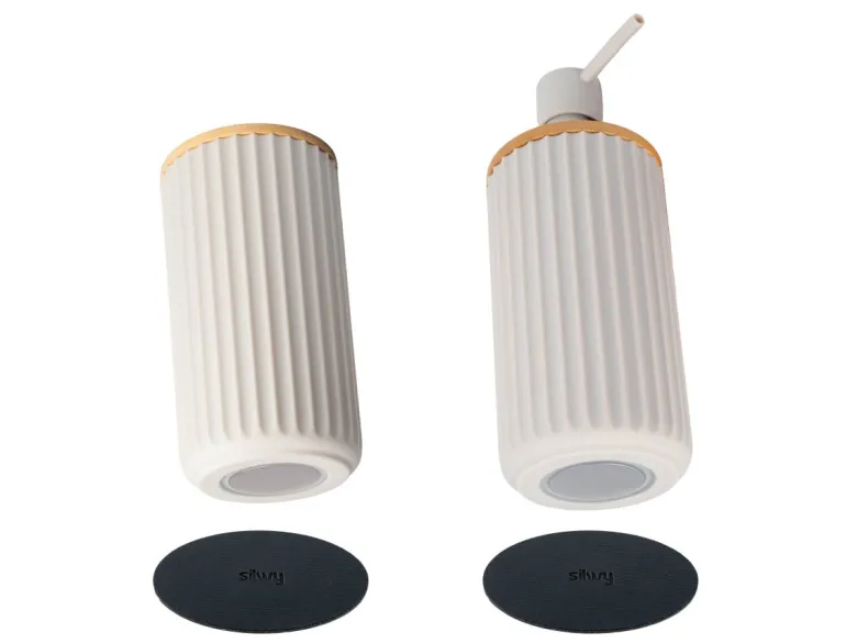 Silwy Magnetische zeepdispenser en tandenborstelbeker met pads
