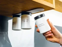 Silwy 3 witte magneet kruidenpotjes met witte ophanglijst - 192ml
