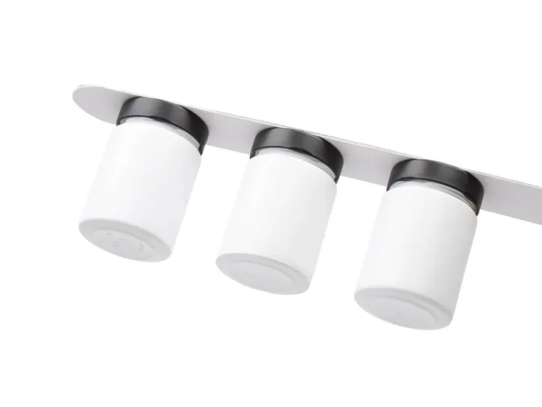 Silwy 3 witte magneet kruidenpotjes met witte ophanglijst - 192ml