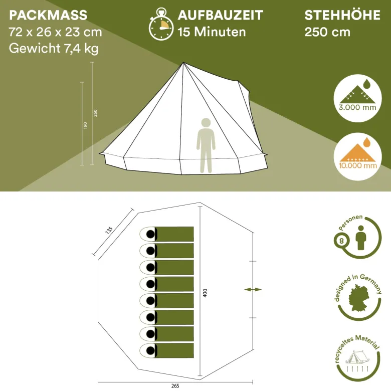 Skandika Comanche 8 tipi Bell tent