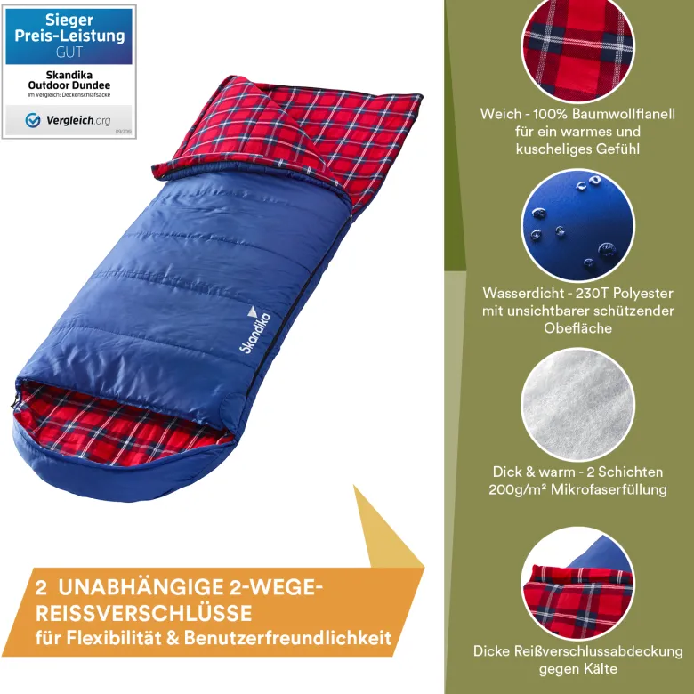 Skandika Dundee Flannel-L blauwe Slaapzak