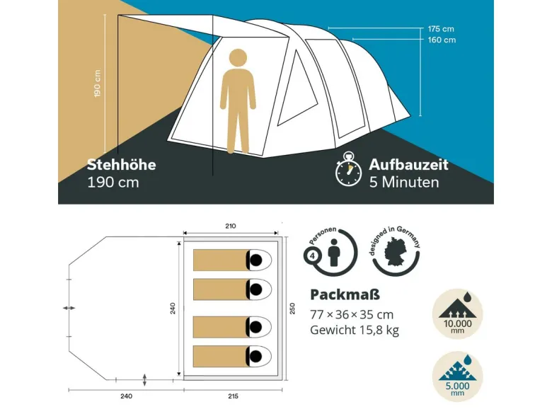 Skandika Folldal 4 Air-Rise Opblaasbare Tent