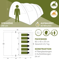 Skandika Gotland 6 zwarte Tunneltent