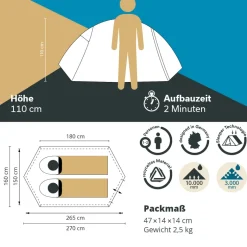 Skandika Hemus 2 Sleeper trekkerstent - donkere slaapcabine