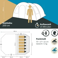 Skandika Kambo 6 tunneltent - Black