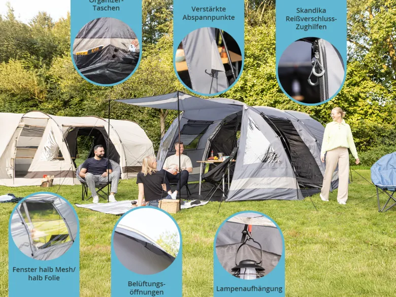 Skandika Kambo 6 tunneltent - Grey
