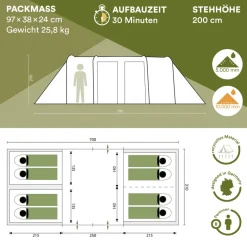 Skandika Montana 8 blauwe Tunneltent