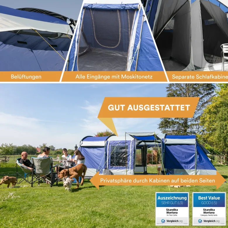 Skandika Montana 8 blauwe Tunneltent