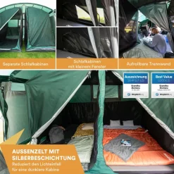 Skandika Montana 8 groene tunneltent