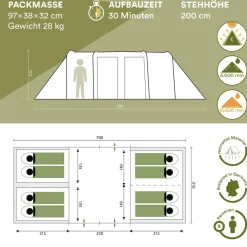 Skandika Montana 8 Sleeper blauwe Tunneltent