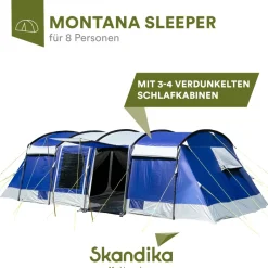 Skandika Montana 8 Sleeper blauwe Tunneltent