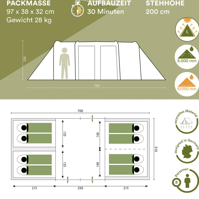 Skandika Montana 8 Sleeper Protect Tunneltent