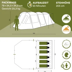 Skandika Nordland 6 grijze Tunneltent