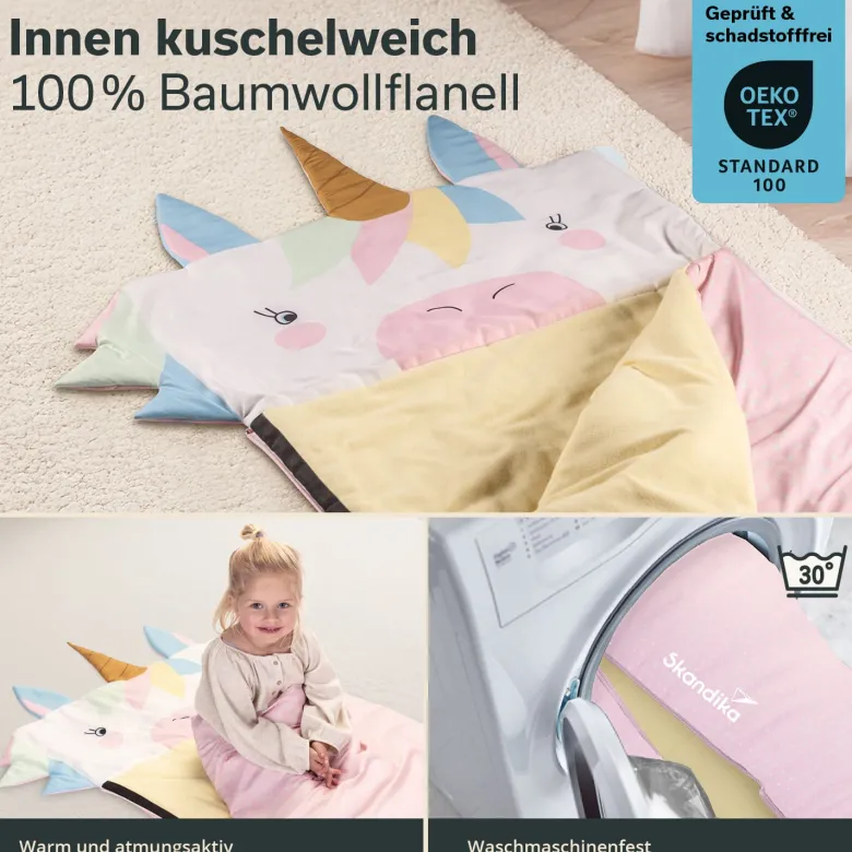 Skandika Soti rechthoekige kinder slaapzak - Eenhoorn