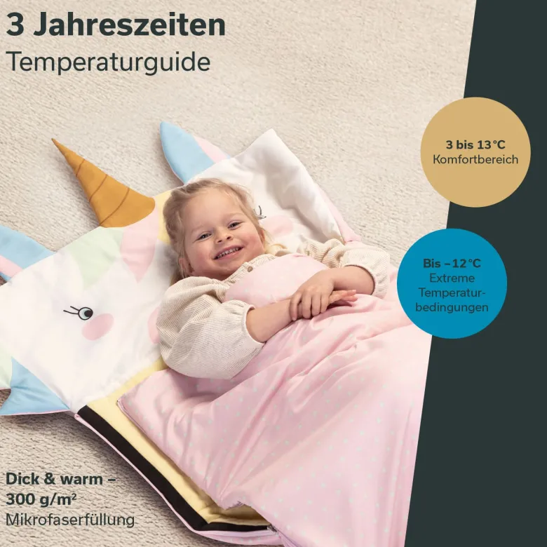 Skandika Soti rechthoekige kinder slaapzak - Eenhoorn