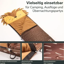 Skandika Soti rechthoekige kinder slaapzak - Leeuw