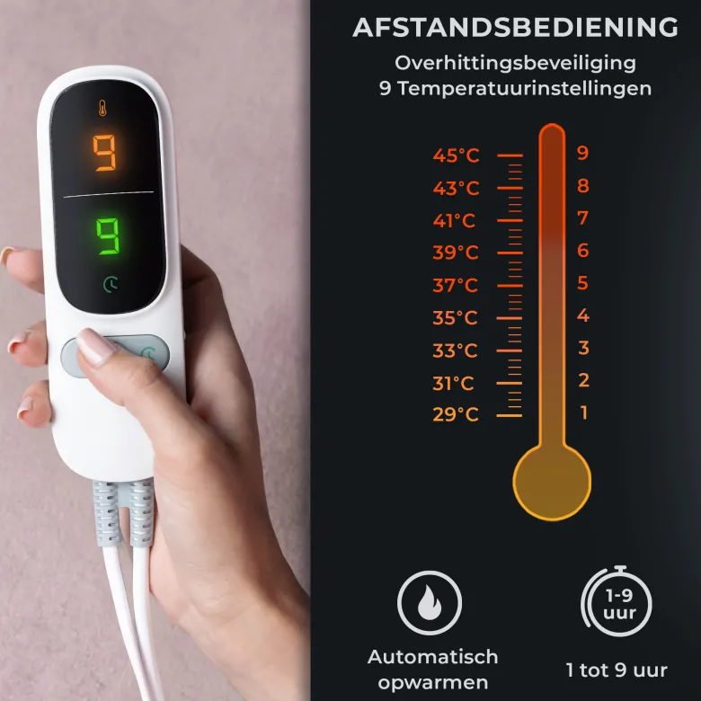 STAUS&BACH Powernap 1-persoons elektrisch deken - Dusty Pink