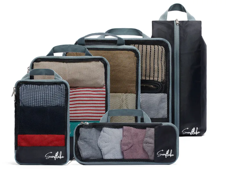Sunflake Packing Cubes met Compressie Rits - 6 Delig - Mesh