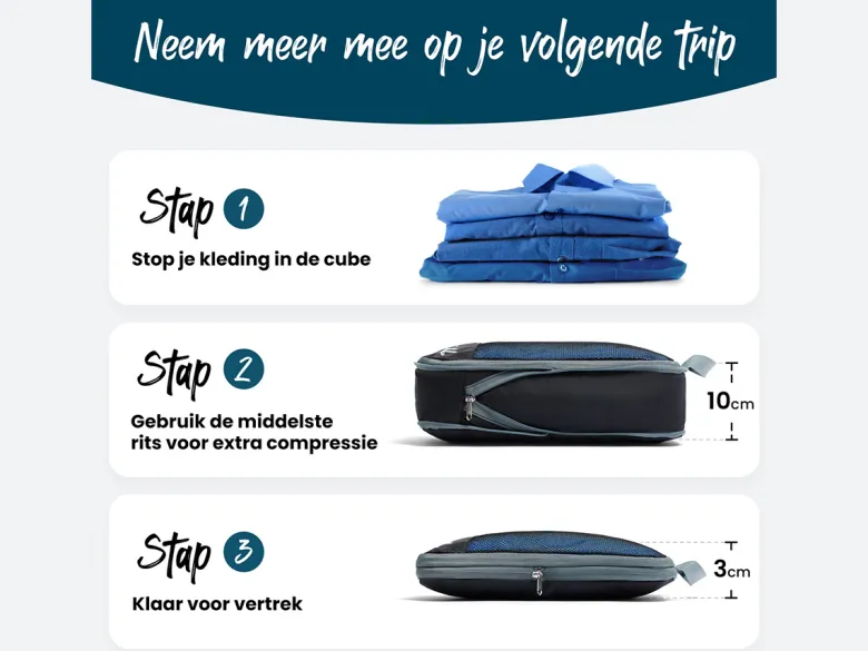 Sunflake Packing Cubes met Compressie Rits - 6 Delig - Mesh