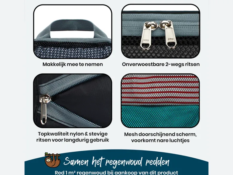 Sunflake Packing Cubes met Compressie Rits - 6 Delig - Mesh