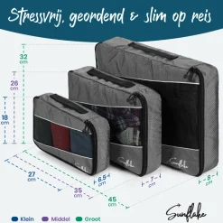 Sunflake set van 3 Packing Cubes - Grey