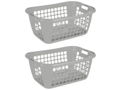 Sunware Basic Grey 65 cm lage wasmand - Set van 2
