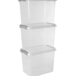 Sunware Comfort line 9 liter transparant grijze set van 3 opbergbox