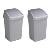 Sunware Delta 25 liter Grey prullenbak met swingdeksel - 2 stuks