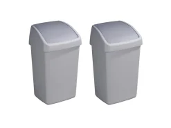 Sunware Delta 25 liter Grey prullenbak met swingdeksel - 2 stuks