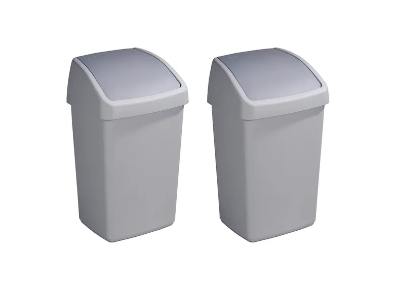 Sunware Delta 25 liter Grey prullenbak met swingdeksel - 2 stuks