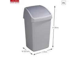 Sunware Delta 25 liter Grey prullenbak met swingdeksel - 2 stuks