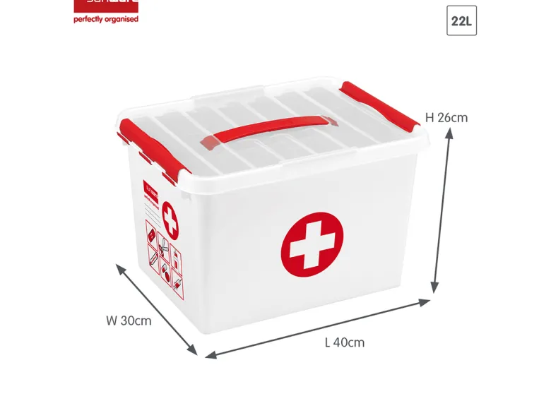 Sunware q - line ehbo doos met inzet 22l set van 2 - rood