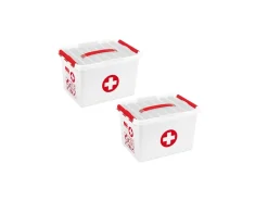 Sunware q - line ehbo doos met inzet 22l set van 2 - rood