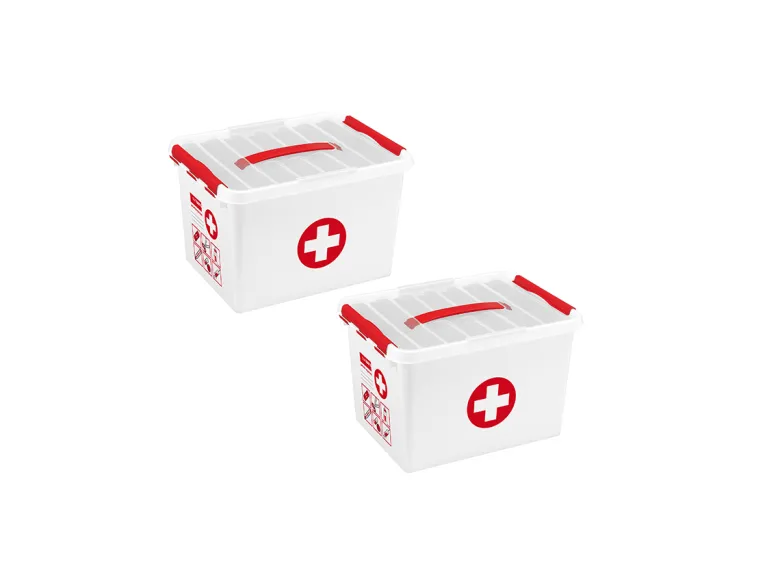 Sunware q - line ehbo doos met inzet 22l set van 2 - rood
