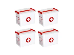 Sunware Q-line 9 liter Red EHBO doos met inzet - Set van 4
