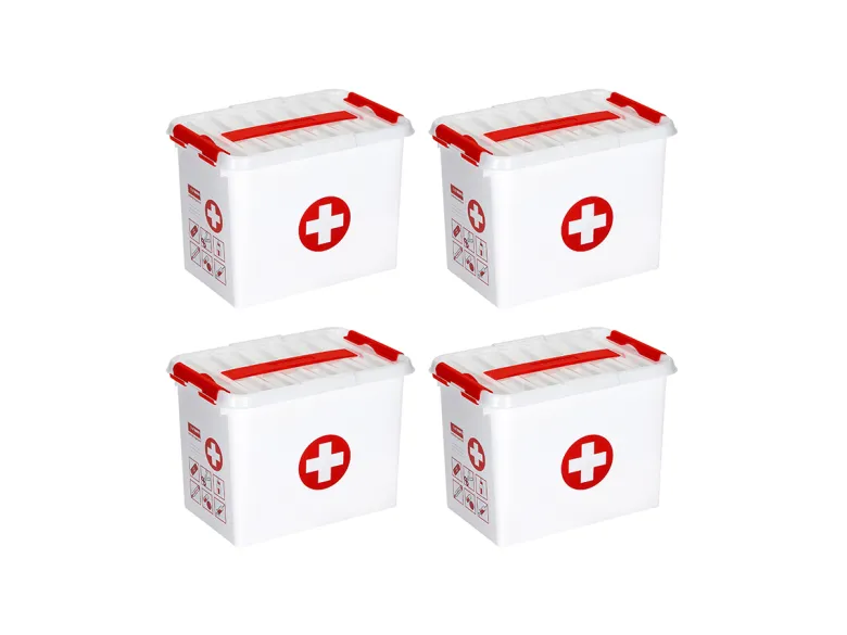 Sunware Q-line 9 liter Red EHBO doos met inzet - Set van 4