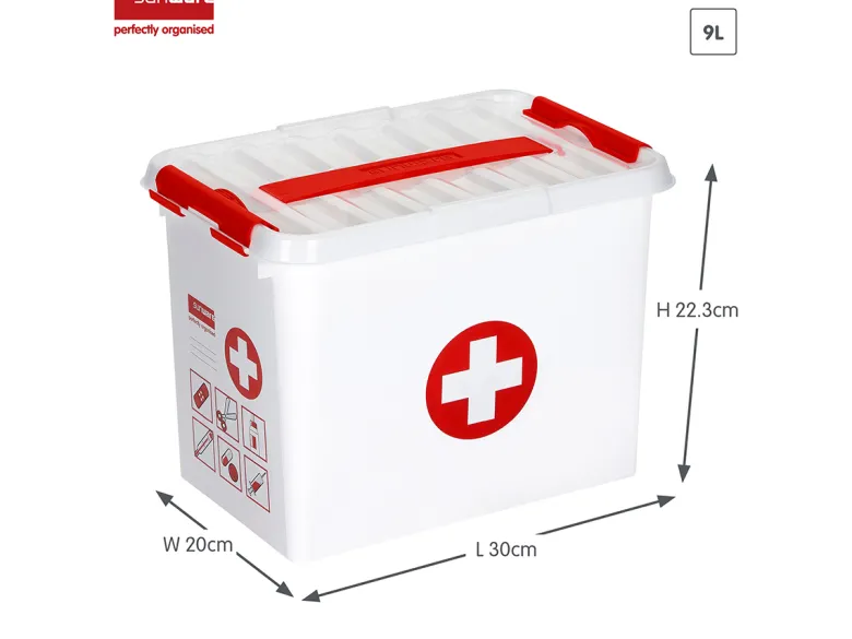 Sunware Q-line 9 liter Red EHBO doos met inzet - Set van 4