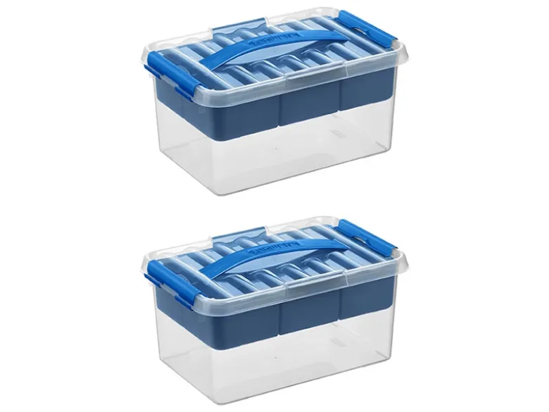 Sunware Q-line 6 liter set van 2 opbergboxen met inzet - Blue