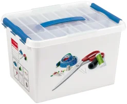 Sunware Q-line 22 liter wit/blauwe naaidoos met inzet