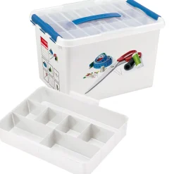 Sunware Q-line 22 liter wit/blauwe naaidoos met inzet