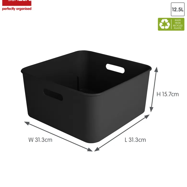 Sunware Sigma home 12,5 liter Black cube box - Set van 4