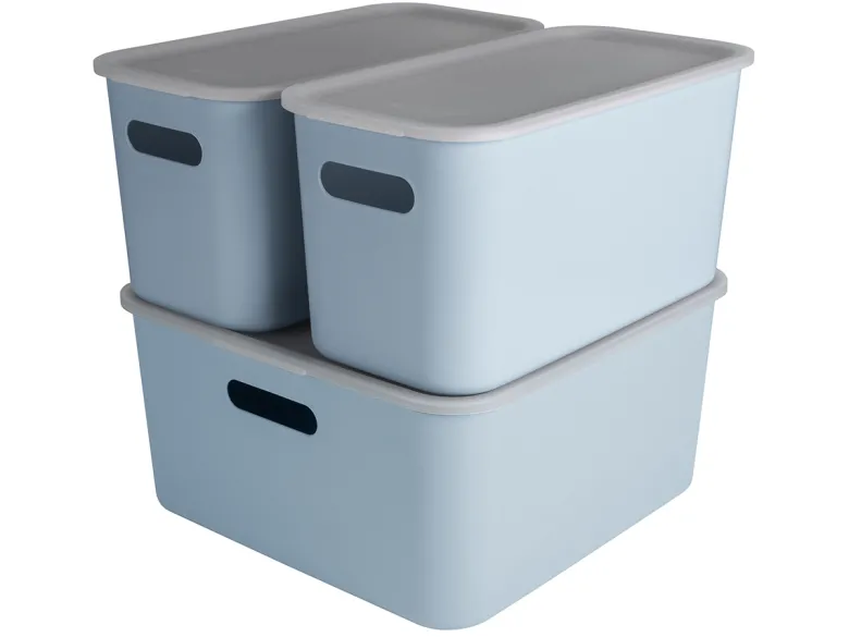 Sunware sigma home set van 3 cube boxen met deksel - blue