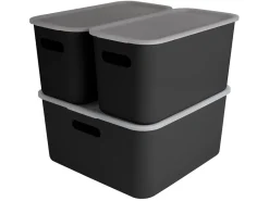 Sunware sigma home set van 3 cube boxen met deksel - black