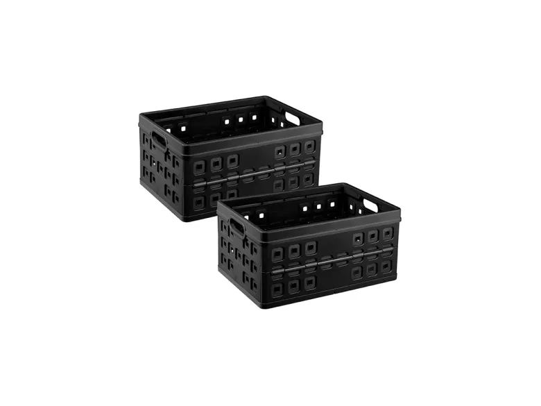 Sunware Square 46 liter Black vouwkrat - Set van 2